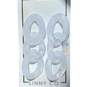 NEW LINNY CO women's claire chain earrings in white-clear